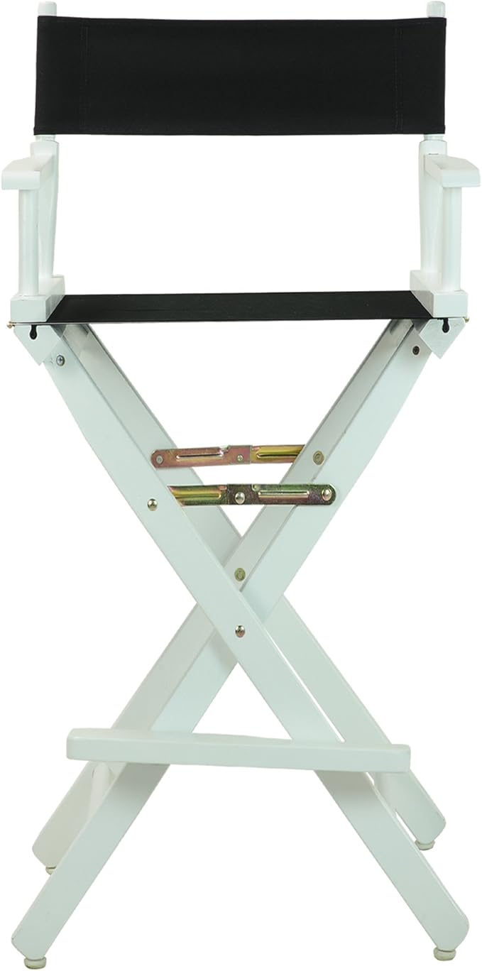 Casual Home Director's Chair ,White Frame/Black Canvas,30" - Bar Height