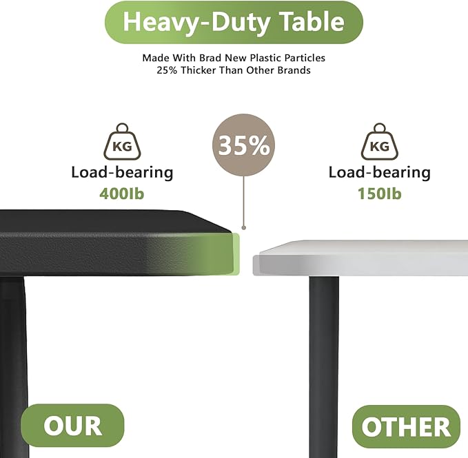 4ft Folding Table with Foldable Steel Legs, Heavy Duty Plastic Foldable Table, Metal Frame, Support up to 400 lb, Portable for Banquet, Craft, Party, Indoor & Outdoor Use, Black