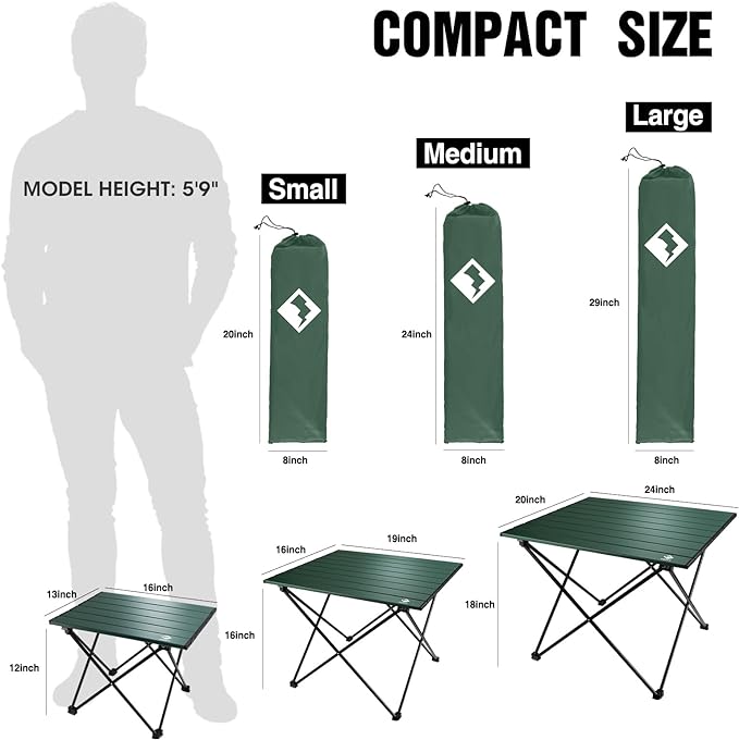 VILLEY Portable Camping Side Table, Ultralight Aluminum Folding Beach Table with Carry Bag for Outdoor Cooking, Picnic, Camp, Boat, Travel