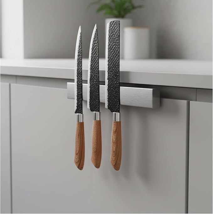 Knife Magnetic Strip - Upgraded 11.8 Inch Stainless Steel Magnetic Knife Holder for Wall with 3M Type, Magnet Knife Strip Bar Rack for Kitchen Utensil & Tool Holder