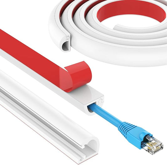 39 Inch Wall Cord Hider, Silicone Self Adhesive Cable Hider Cord Cover, Flexible Wire Covers for Cords Cable Cover Cable Concealer for Wires W0.59” H0.39” White