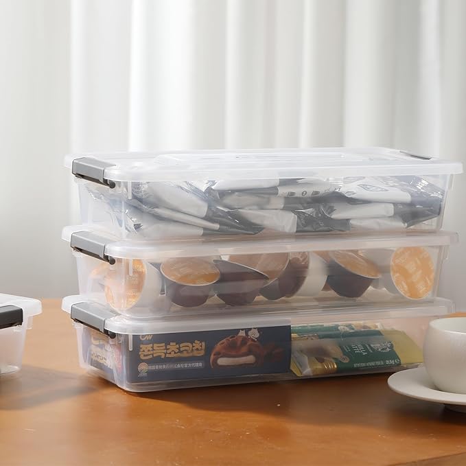 novelinks Clear Plastic Storage Bins with lids, Stackable Storage Containers, Durable Craft Storage Boxes, Organization Containers for Home Office (4 Quart 8 Pack)
