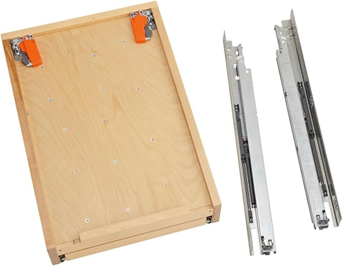 Rev-A-Shelf Maple Two-Tier Cutlery Replacement Drawer System w/BLUM Soft-Close for Face Frame Base Kitchen Cabinets, Kitchen Drawer Organizer, Min Opening Width of 18", 4WTCD-21HSC-1