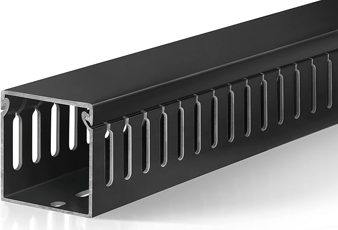 ZhiYo 2x2in Cable Raceway, 6ft Server Rack Cable Management Under Desk Cord Organizer, Electrical Safe PVC Cable Hider Open Slot Wire Raceway for Network/PC/TVs, Wire Duct Black