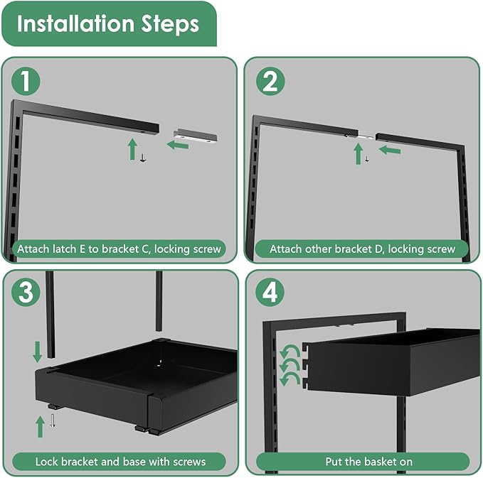 REALINN L-Shaped Under Sink Organizer with 6-Level Height Adjustment & Expandable Width, Pull-Out Cabinet Storage Rack with Quiet Sliding Rails for Kitchen, Bathroom, Laundry Room Cabinets, Black