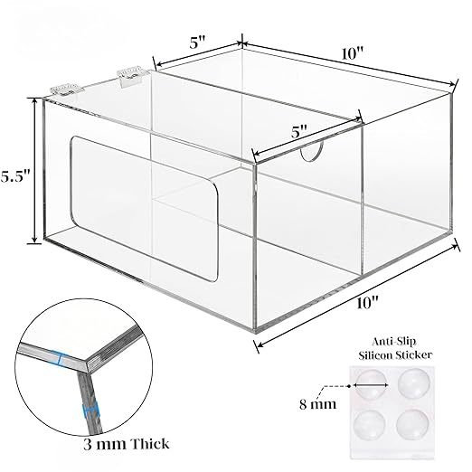 Acrylic Trash Bag Dispenser Holder, 2 in 1 Garbage Bag Roll Holder Under Sink, Standard Grocery Bags Storage Container with Lid, Laundry Storage Organizer Bin for Kitchen, Bathroom, Pantry
