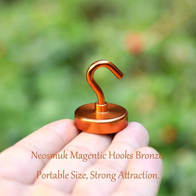 Neosmuk Magnetic Hooks, Heavy Duty 85lb+ Strong Magnet Hook for Cruise Cabins, Cruise Essentials 2026 for Hanging, Metal Wall Refrigerator Hangers (Bronze, 10 Pack)
