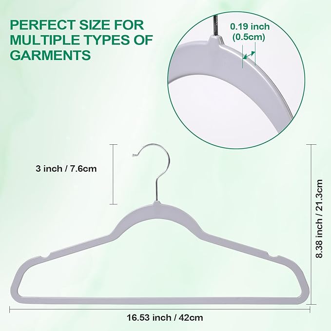 Plastic Coat Hangers 50-Pack,Non-Slip, Space Saving Closet Hangers for Dorm & Apartment - 360° Rotating, Heavy Duty, Durable (Grey)