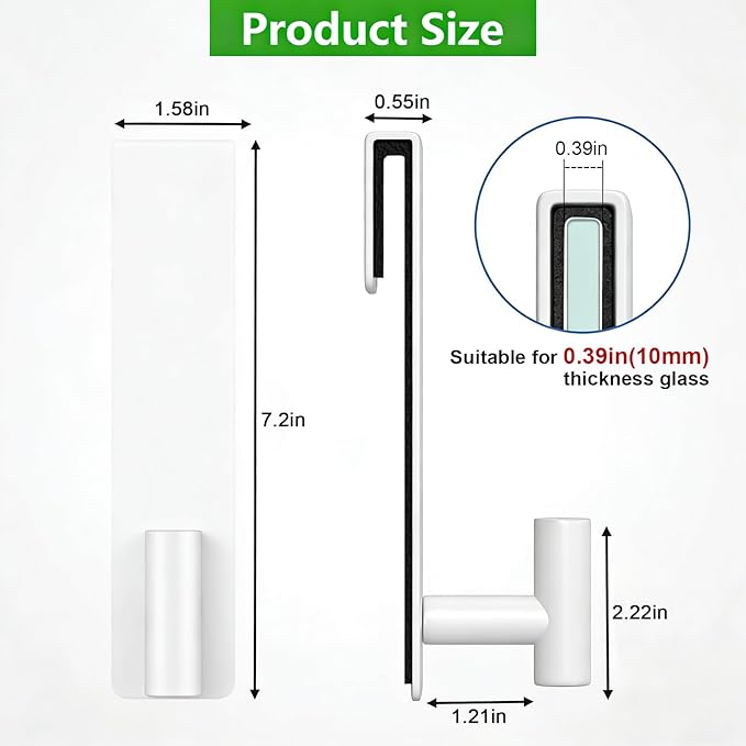 HUFEEOH 2-Pack Over The Door Hooks, Stainless Steel Door Hanger for Towels & Coats, Bathroom Towel Rack Coat Rack, Tool-Free Hooks for Hanging (White, Fits 3/8" Thick Door - T Shape 2 Pack)