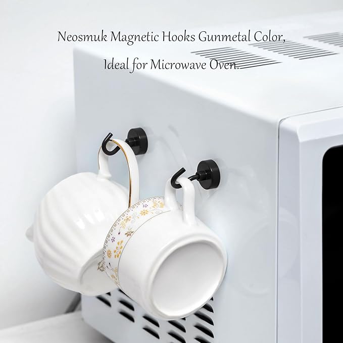 Neosmuk Magnetic Hooks, Heavy Duty 40lb+ Strong Magnet Hook for Cruise Cabins, Cruise Essentials 2026 for Hanging, Metal Wall Refrigerator Hangers (Grey, 10 Pack)