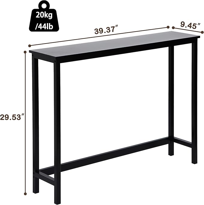 Bamboo Narrow Console Table, 39.4"(L) Wood Small Entryway Table, Accent Slim Hallway Tables, Thin Sofa Side Tables for Hallway, Living Room, Bedroom, Foyer, Black