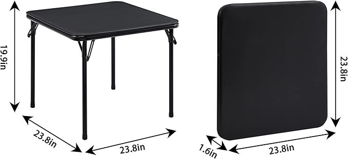 VECELO 24'' Kids Folding Activity Card Table, with Ultra Soft Padded Tabletop, 1 Piece, Solid Black