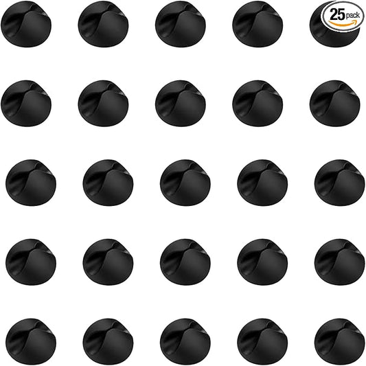 25PCS Desk Organizer,Adhesive Under Desk Cable Management Clips,Cord Organizer,Cable Clips for Nightstand,Wire Holders for Cords, for Desk, Home, Office, Car, Cubicle, Nightstand - Black
