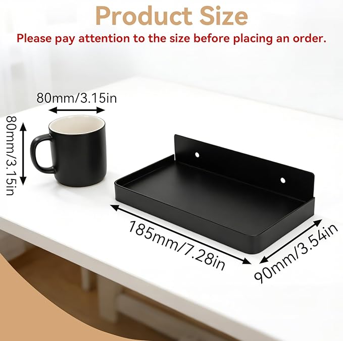 Cyrank Bathroom Cell Phone Shelf, Stainless Steel Wall Mount Toilet Phone Holder Toilet Small Floating Wall Shelves, 7.3x3.5 in (Black)