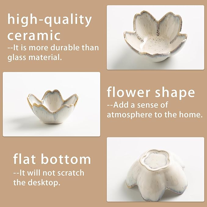 Mecaikru Flower Jewelry Tray Ceramic Ring Dish Jewelry Dish Small Trinket Tray Cute Ring Holder Key Bowl Decorative Plate Gifts For Mom/Sister/Friend, Birthday/Mother's Day/Christmas Gift (grey)