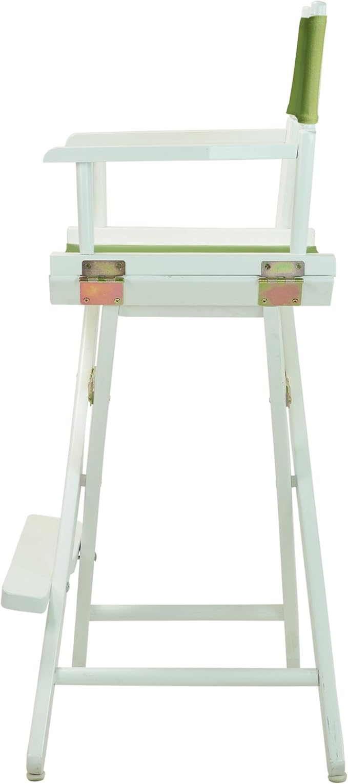 Casual Home Director's Chair, 30"-Bar Height, WhiteFrame/Lime Green Canvas