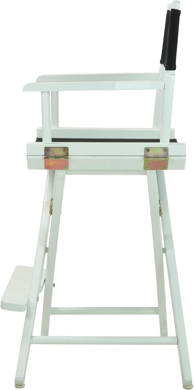 Casual Home 24" Director's Chair White Frame with Black Canvas, Counter Height