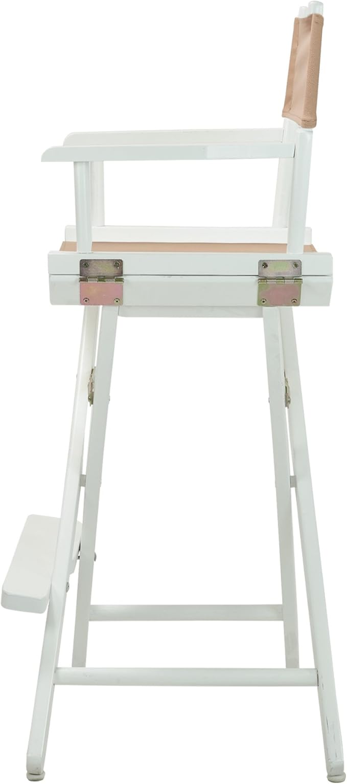 Casual Home Director's Chair ,White Frame/Tan Canvas,30" - Bar Height