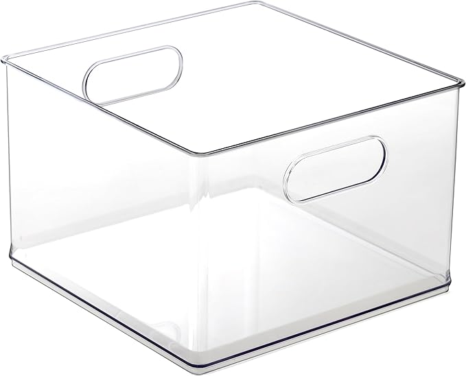 BINO | Stackable Plastic Storage Bins, Clear | THE CLARUS COLLECTION | Pantry Organizers and Storage Containers | Fridge Organizer Bins | Kitchen Cabinet Organizer | Medicine Cabinet Bin