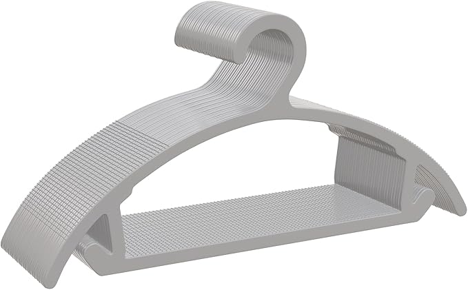 ABHENG 30 Pack Clothes Hangers, Non Slip Heavy Duty Plastic Hangers, Space Saving All-in-One Garment Hangers for Dresses Suits Jeans Knits, Hold Up to 11 LB Dry & Wet, 16.4" x 8.3", Gray, UAPY0830G