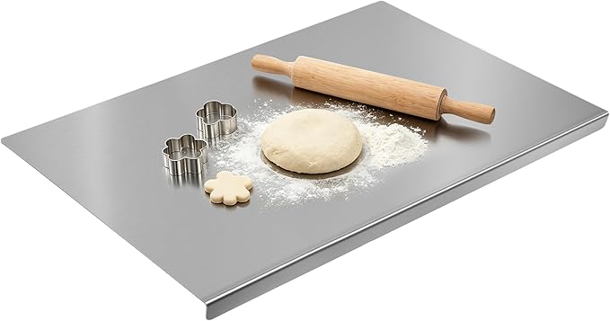 Stainless Steel Cutting Board with Lip, Metal Chopping Board for Kitchen Countertop, Single Stainless Steel Cutting Board For Food Prep (24 x 16 in / 60× 40 cm)