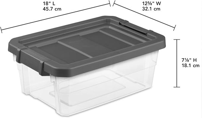 Sterilite 12-Pack Modular Stacker Box, Durable Clear Plastic Storage Bins with Latching Lids, 16 Quart - Stackable Organizing Container Boxes for Closet, Bathroom, and Office