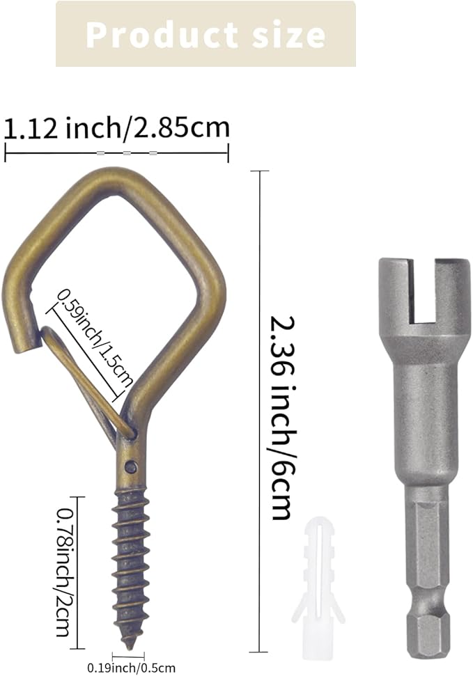 100 PCS Bronze Eye Screw Hooks for Hanging Heavy Duty with Safety Buckle.Metal Ceiling Hooks for Hanging Plants Cup Wind Chime Bird Feeders Patio Lights At Indoor&Outdoor
