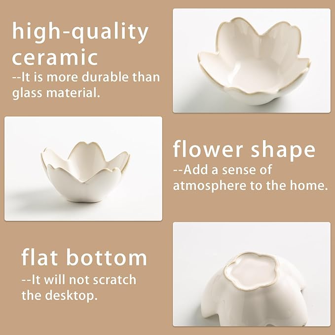 Mecaikru Flower Jewelry Tray Ceramic Ring Dish Jewelry Dish Small Trinket Tray Cute Ring Holder Key Bowl Decorative Plate Gifts For Mom/Sister/Friend, Birthday/Mother's Day/Christmas Gift (white)