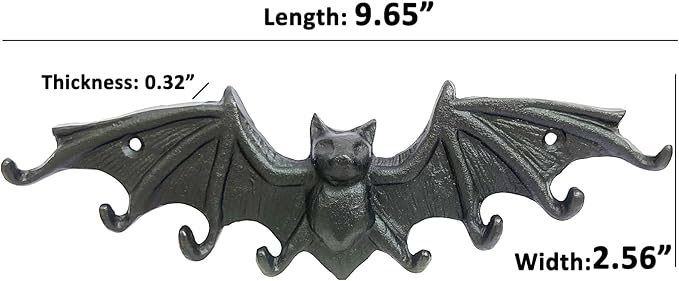 Bat Key Hooks Gothic Bat Key Rack Wall Mount Casting Iron Rustic Decorative Hooks for Keys Bag Purse Towel Umbrella Dog Leash Hooks