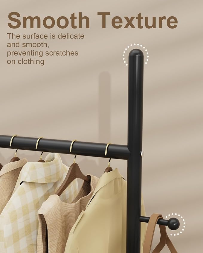 Large Metal Coat Rack Freestanding, Modern Coat Hanger Stand with 2 Hooks and Heavy Rock Slab Base, Industrial Clothes Rack, Garment Rack, 19.7 x 11.8 x 68.9 In, Black, GYJ202MB