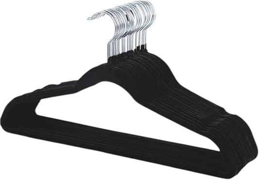 50-Pack Velvet Hangers – Heavy Duty, Non-Slip Clothes Hangers with Chrome Hooks | Slim & Space-Saving Design for Coats, Suits & Plus Size Tops