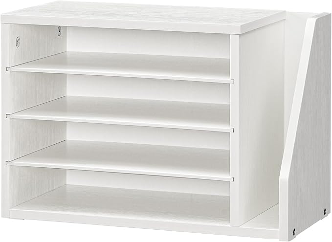 HOOBRO Mail Sorter, Literature Organizer with Adjustable Shelves, Paper Organizer for Office, Home, Wood Countertop File Holders, Mails, Magazines, White WT41WF01