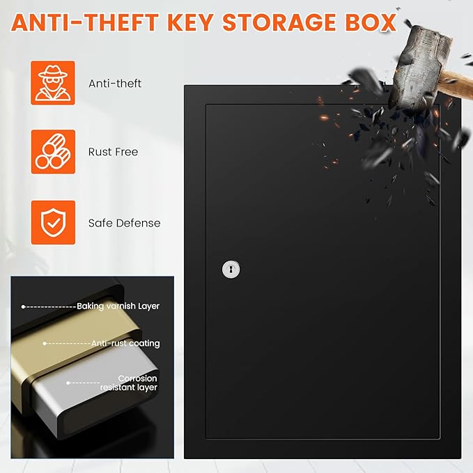 272 Keys Key Lock Box Wall Mount with 272 Numbered Hooks and 272 Colored Key Tags, Anti-Theft Key Cabinet with Key Return Drop Slot, Key Storage Box Key Organizer for Car Garage Home Office