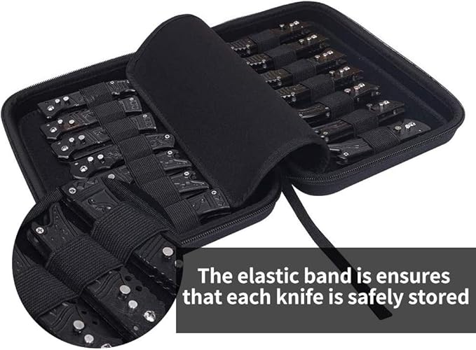 HERSENT Pocket Knife Display Case,Knife Storage Organizer,14 Slots Folding Knife Storage Case,Small Knife Collection Carrier Bag for Survival Tactical Outdoor EDC Mini Knife