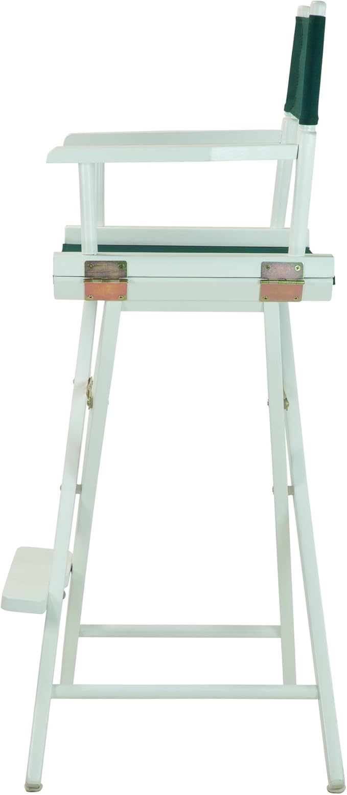 Casual Home Director's Chair ,White Frame/Hunter Green Canvas,30" - Bar Height