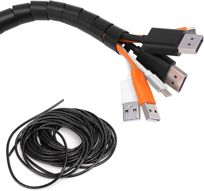 Spiral Cable Wrap - 5.5 Ft 1" Spiral Wire Wrap Cord Covers Bundle Sleeve Hose for Computer Electrical Wire Organizer (1 Inch-5.5Ft, Black)