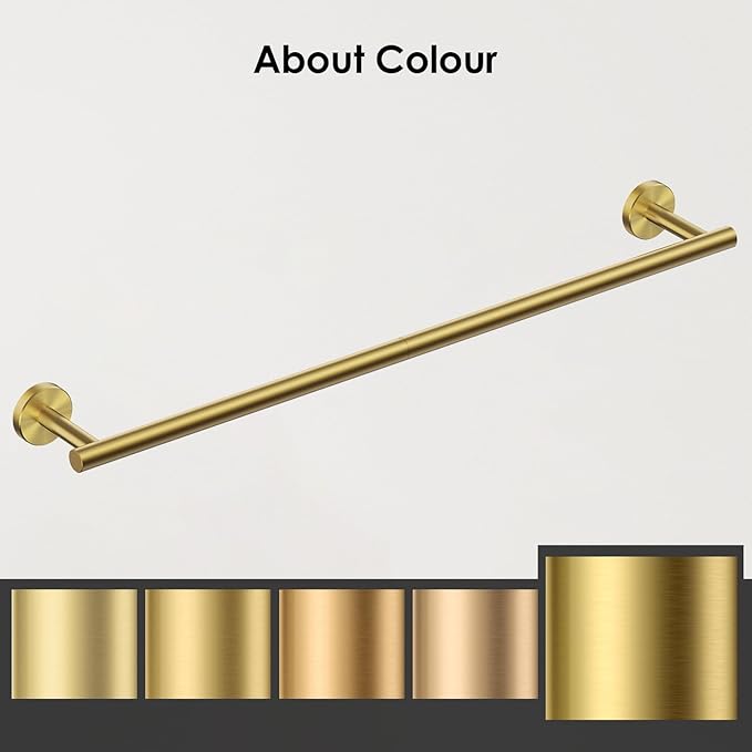 FORIOUS Towel Bar Wall Mounted, Stainless Steel Towel Racks for Bathroom, Includes Wall Mounting Hardware (Brushed Gold, 32 Inch)
