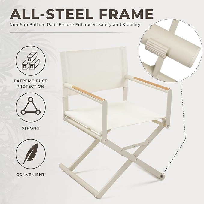 Grand patio 16-Piece Outdoor Dining Set, 14 Extra-Wide Folding Chairs & 2 Rectangle Expandable Table, Sling Mesh Patio Chairs with Wood Grain Table for Yard, Poolside, Deck, Apricot