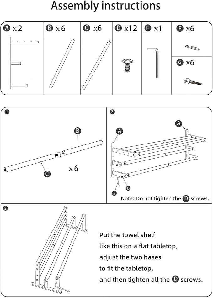 VOTZAAQ Towel Racks for Bathroom, 24 in Black Towel Shelf with Double Towel Bar, 3 Tier Stainless Steel Towel Storage, Bath Towel Holder Wall Mounted for Lavatory Organizer Decor RV Camping