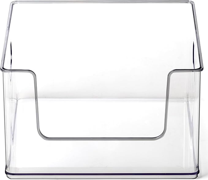 BINO | Stackable Plastic Storage Bins, Open-Front - Clear | THE CLARUS COLLECTION | Pantry Organizers and Storage Containers | Fridge Organizer Bins | Kitchen Cabinet Organizer | Medicine Cabinet Bin