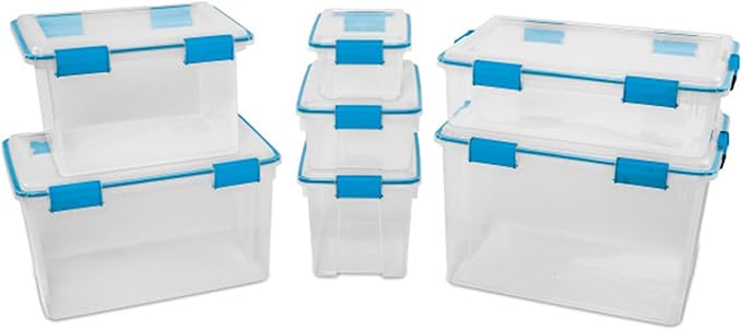 Sterilite 6-Pack Gasket Box, Clear Plastic Storage Bins with Latching Lids, 20 Qt - Large Stackable Tote Containers for Home, Closet, Bathroom, and Office Organization
