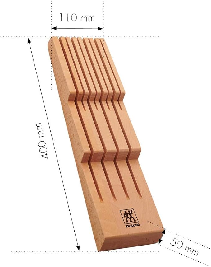 ZWILLING Kitchen Knife Drawer Insert Wooden Knife Holder Storage for 8 Knives Brown