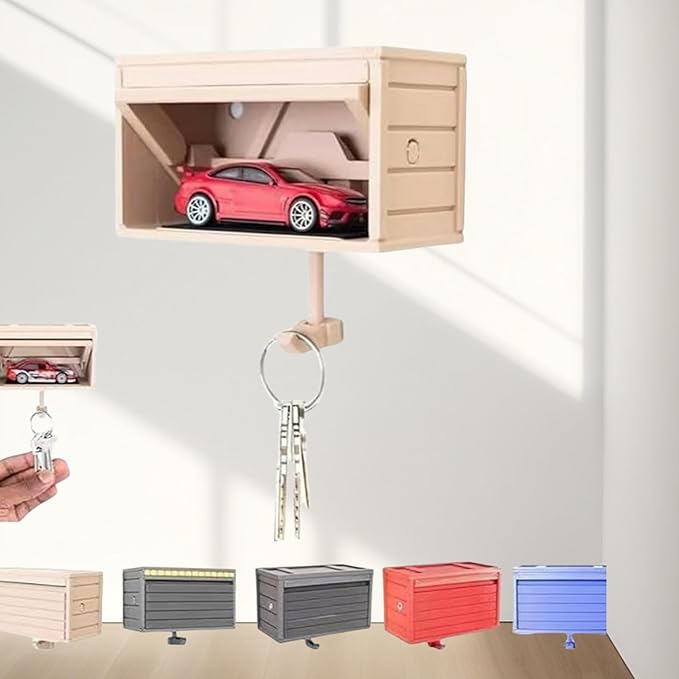 Decorative Car Key Holders - Wall Mounted Garage Key Holders - Wall Mounted Key Storage Boxes - for Entrances, Front Doors, Hallways, Offices (Beige)