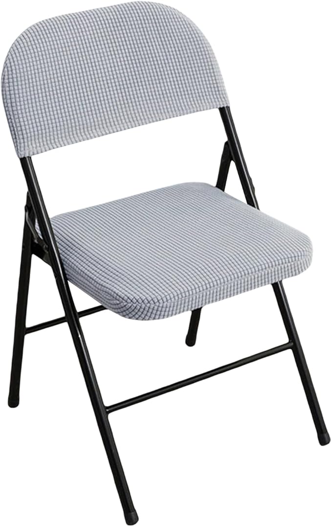 Dust-Proof Folding Chair Covers 2 Piece Set Backrest & Seat Cushion Cover for Office Meeting，Household，Computer，Party (Light Grey, One Size)
