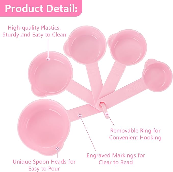 Accmor Measuring Cups & Spoons Set, Measuring Cup Set, Plastic Stackable Cups and Spoons, 11 Pcs Different Capacities Tablespoons Kitchen Gadgets Nesting Measure Sets for Dry Liquid Ingredients (Pink)