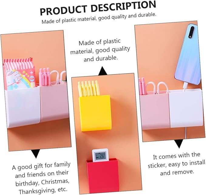 3pcs Bin Lids Included Wall-mounted Organizer Box Wall Bedside Shelf Cubbies Storage Bins Storage Box