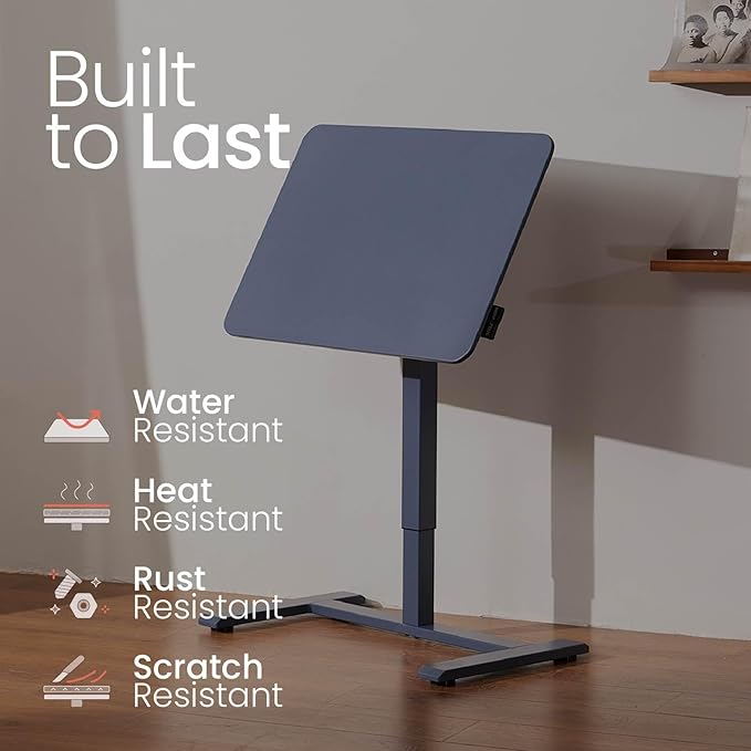 TopJob ANYDESK FOLD Mobile Standing Desk, Portable with Lockable Wheels, Foldable Stand Desk, Rolling Computer Workstations, Used for Home, Couch Side Table, Bedside Table in Bed Room Kitchen