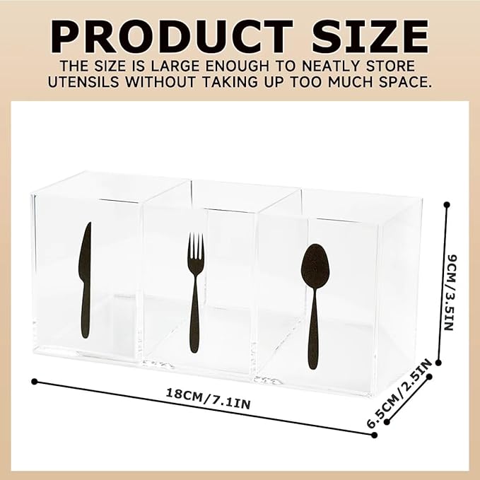 Silverware Organizer Countertop,Acrylic Small Silverware Caddy for Countertop,Knife Fork and Spoon Organizer for Kitchen Storage,Cabinet and Dining Room