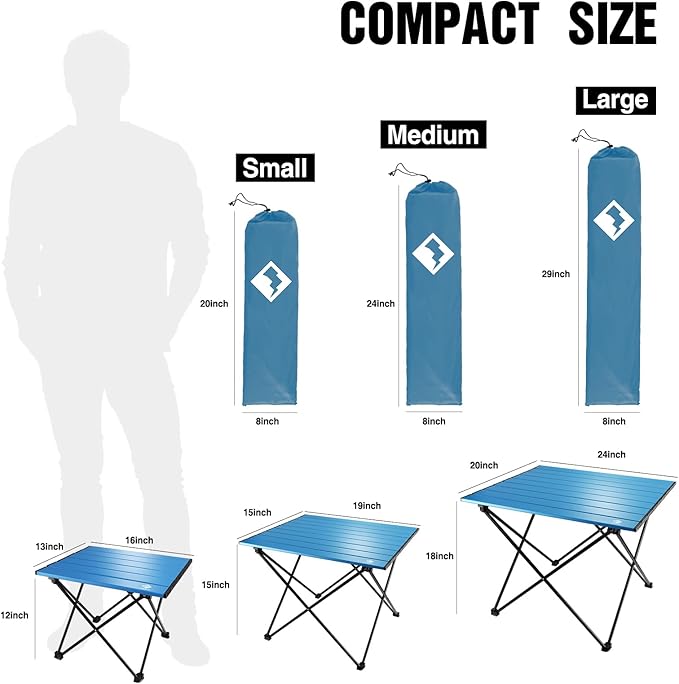 VILLEY Portable Camping Side Table, Ultralight Aluminum Folding Beach Table with Carry Bag for Outdoor Cooking, Picnic, Camp, Boat, Travel