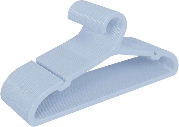 ABHENG 30 Pack Clothes Hangers, Non Slip Plastic Coat Hangers, Space Saving, Heavy Duty, Hanging Dry Wet Clothes, 16.4" x 8.3", Light Blue UAPY0530L